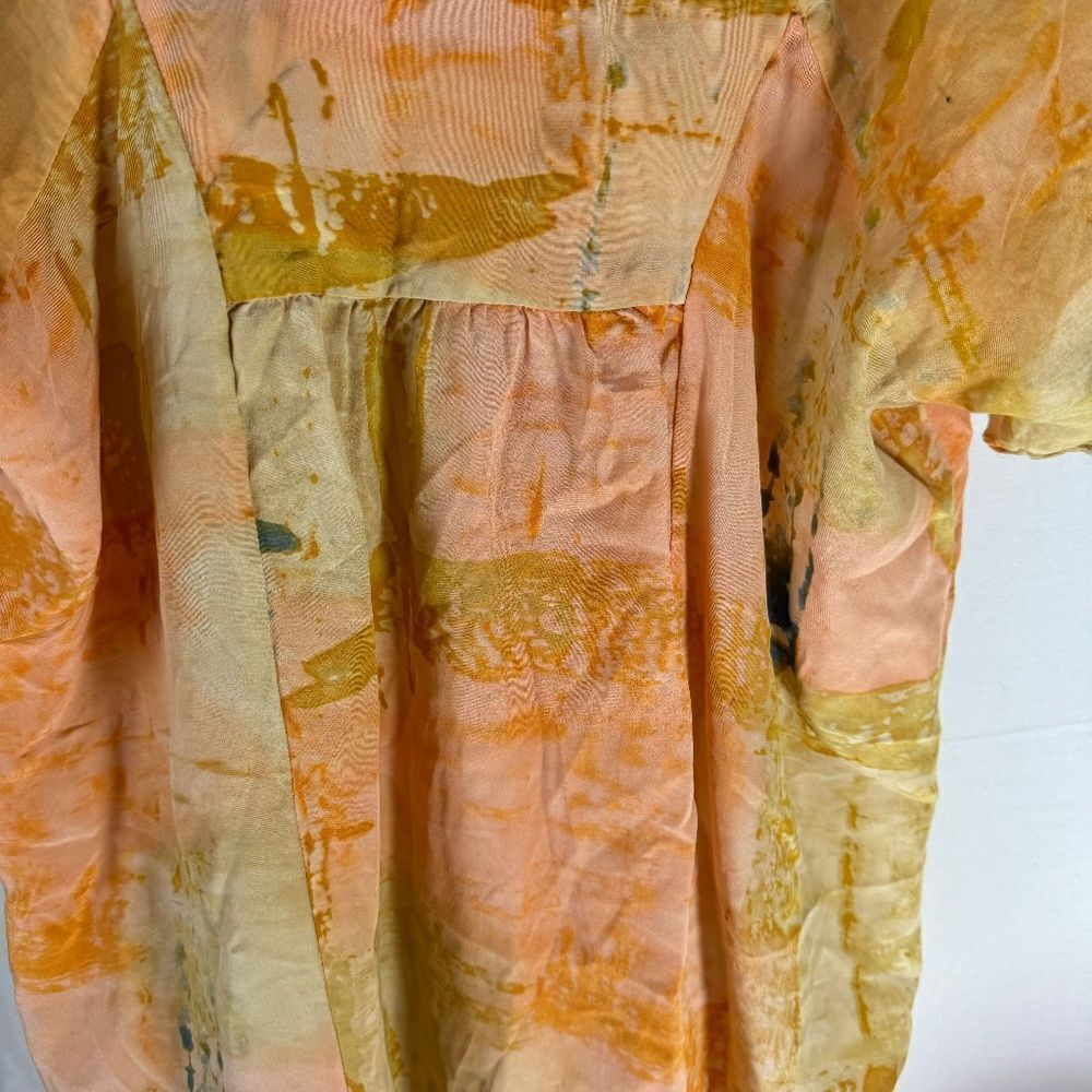 Anthropologie Maeve 100% Silk Ume Yellow Watercolor Tunic Dress Sz 4 View 5